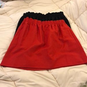 Two Jcrew sidewalk miniskirts, flame and charcoal